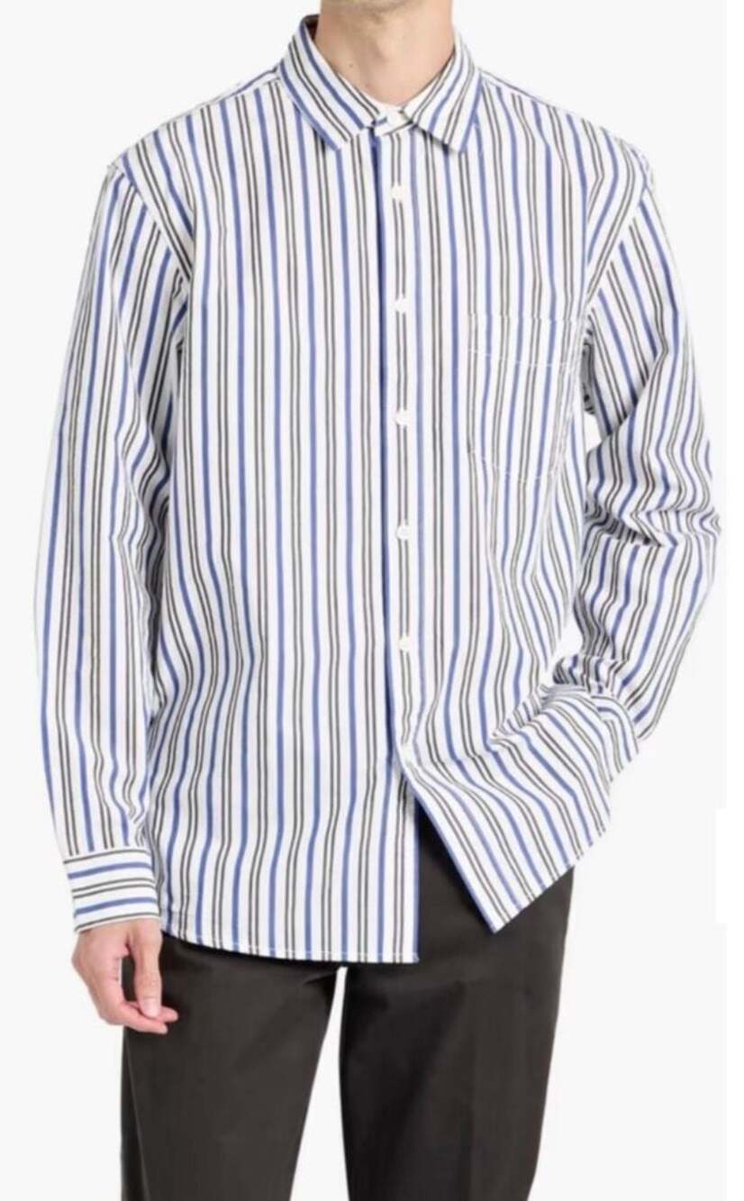 Alex Mill Easy Shirt In Navy Multi Stripe Off White Size XS